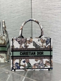 Dior M1265 Small Book Tote White and Pastel Midnight Green Toile de Jouy Mexico Embroidery