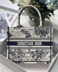 Dior M1265 Small Book Tote Latte and Black Toile de Jouy Zodiac Embroidery M9615