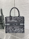 Dior M1265 Small Book Tote Gray and Black Plan de Paris Embroidery M9618