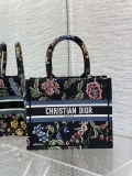 Dior M1265 Small Book Tote Black Multicolor Dior Petites Fleurs Embroidery M9625