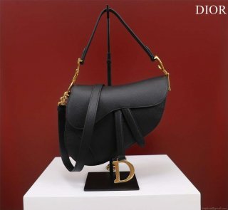 Dior M0456 Mini Saddle Bag With Strap Black Grained Calfskin