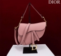 Dior M0456 Mini Saddle Bag With Strap Pink Grained Calfskin