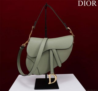 Dior M0455 Saddle Bag With Strap Green Grained Calfskin M0456