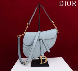 Dior M0455 Saddle Bag With Strap Blue Grained Calfskin M0456