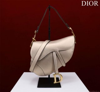 Dior M0455 Saddle Bag With Strap Gold Grained Calfskin