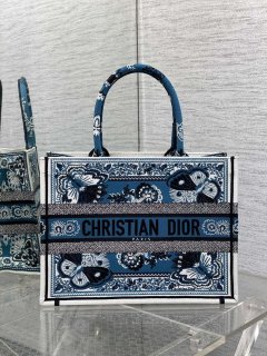 Dior M1296 Book Tote Medium Blue and White Butterfly Bandana Embroidery M094