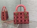 Dior M0505 Mini Lady Bag Metallic Cannage Lambskin Limited Edition Heavy Industry Beads Red