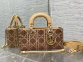 Dior M0613 Small Lady D-joy Bag Cannage Lambskin Limited Edition Heavy Industry Beads Apricot