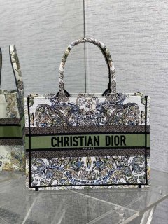 Dior M1296 Book Tote Medium Blue and White Butterfly Bandana Embroidery M098