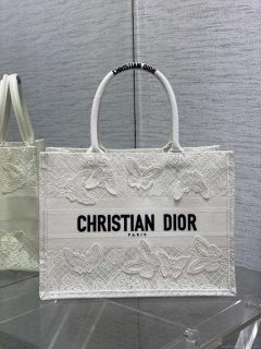 Dior M1296 Book Tote Medium Blue and White Butterfly Bandana Embroidery M104