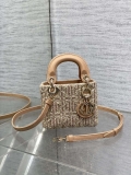 Dior S0856 MICRO LADY BAG Limited edition handmade beads Lambskin Apricot