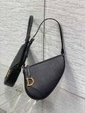 Dior M05909 Saddle Shoulder Pouch Black Goatskin