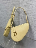 Dior M05909 Saddle Shoulder Pouch Pastel Yellow Goatskin