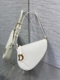 Dior M05909 Saddle Shoulder Pouch White Goatskin