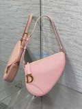 Dior M05909 Saddle Shoulder Pouch Melocoton Pink Goatskin