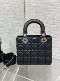 Dior M0538 Small Lady My ABCDior Bag Black Cannage Lambskin Silver