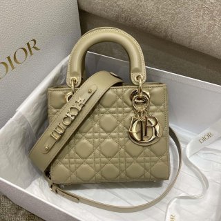 Dior M0538 Small Lady My ABCDior Bag Apricot Cannage Lambskin