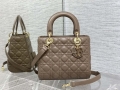 Dior M0565 Medium Lady Dior Bag Taupe Cannage Lambskin Enamel Hardware