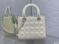 Dior M0565 Medium Lady Dior Patent Cannage Calfskin Bag White Silver