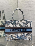 Dior M1296 Book Tote Medium White with Blue Butterfly Bandana Embroidery M104