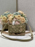 Dior M0613 Small Lady D-joy Bag Green Cannage Lambskin with Gold-Finish Butterfly Studs