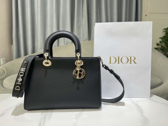 Dior Medium Lady D-Sire My ABCDior Bag M1151 Black Bull Leather