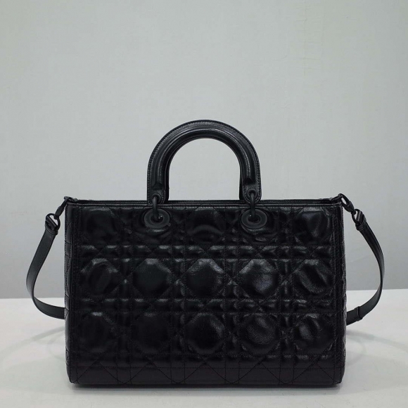 Dior Large M1152 Lady D-Sire My ABCDior Bag Black Macrocannage Crinkled Calfskin