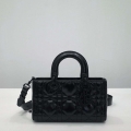 Dior M1151 Small Lady D-Sire My ABCDior Bag Black Macrocannage Crinkled Calfskin