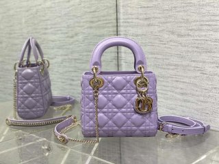 Dior M0505 Mini Lady Dior Bag Lilac Cannage Lambskin