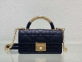 Dior M4401 Mini Dior Ange Bag Black Macrocannage Calfskin