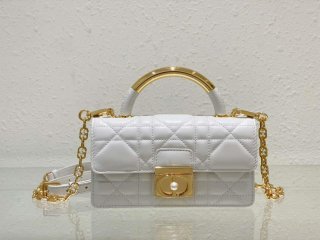 Dior M4401 Mini Dior Ange Bag White Macrocannage Calfskin