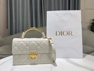 Dior M4402 Medium Dior Ange Bag White Macrocannage Calfskin