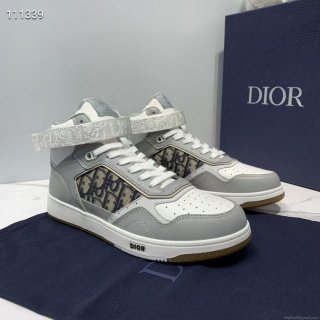 Dior 3SH132 B27 High Top Sneaker Beige Calfskin With Oblique Jacquard