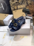 Dior 81177 Dior 30 Montaigne Flat Thong Sandals Calfskin Navy Blue