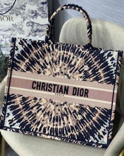 Dior Book Tote M1286 Black Multicolor Tie Dior Embroidery