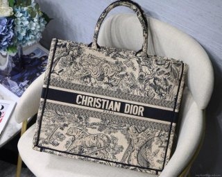 Dior Book Tote M1286 Black Toile de Jouy Embroidery