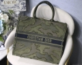 Dior Book Tote M1286 Green Camouflage Embroidery Shopping Bag