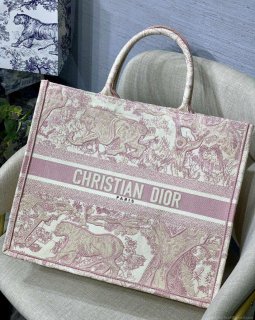 Dior Book Tote M1286 Pink Toile de Jouy Embroidery