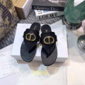 Dior KCQ386 Dior 30 Montaigne Flat Thong Sandals Black Calfskin