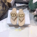 Dior KCQ386 Diro 30 Montaigne Flat Thong Sandals Calfskin Apricot