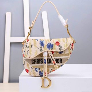 Dior M0446 Dior Multicolor Flowers Embroidery Saddle Bag