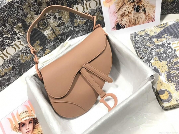 Dior M0446 Dior Saddle Bag M0447 Apricot Grained Calfskin with Apricot Hardware