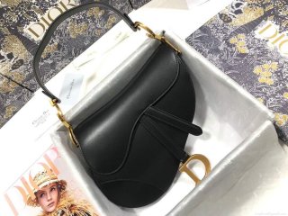 Dior M0446 Dior Saddle Bag M0447 Black Goatskin