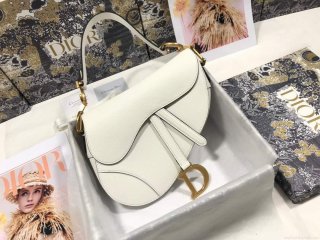 Dior M0446 Dior Saddle Bag M0447 White Grained Calfskin