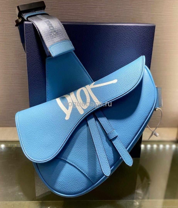 Dior M0446 Saddle Bag Dior Blue Calfskin Bag