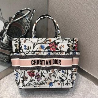 Dior M1279 Catherine Tote Bag Dior Oblique Embroidery Rosa Mutabilis