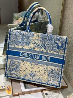 Dior M1286 Book Tote Christian Dior Shoulder Shopping Bag Blue