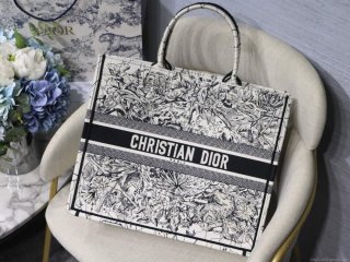 Dior M1286 Book Tote Latte Multicolor Dior Zodiac Embroidery Gray