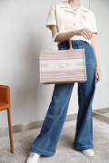 Dior M1286 Dior Book Tote Pink D-Stripes Embroidery