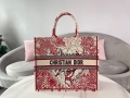 Dior M1286 DIORAMOUR DIOR BOOK TOTE Red and White D-Royaume d’Amour Embroidery